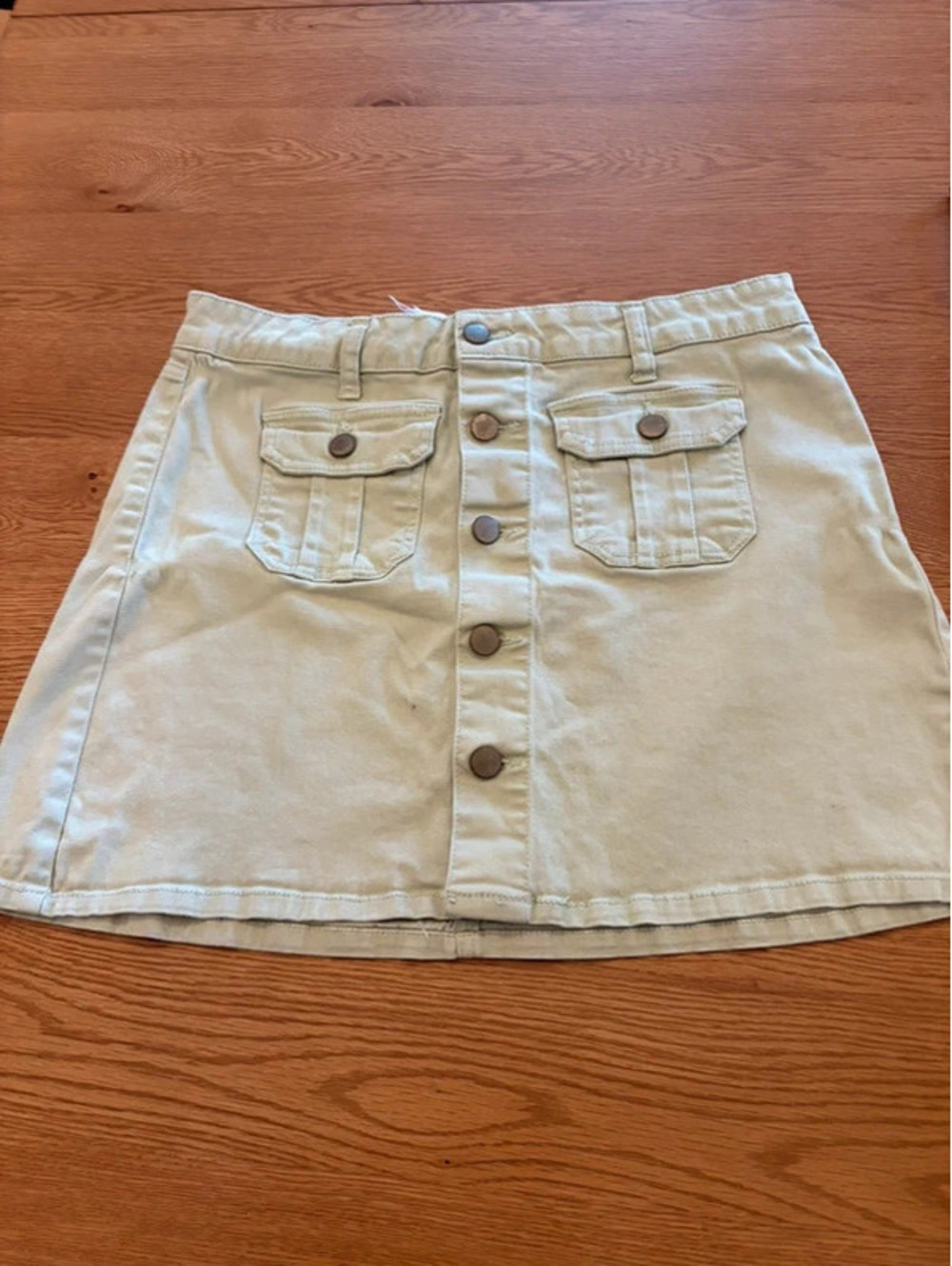 Altar'd State pastel green denim mini skirt M